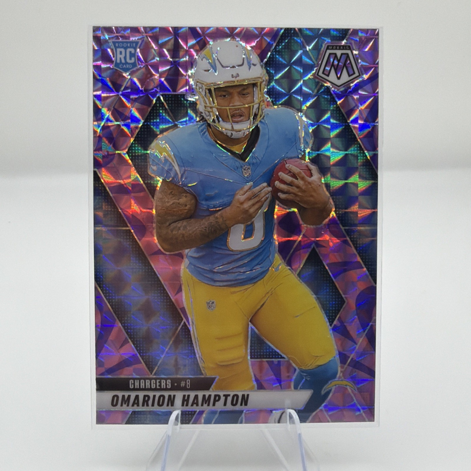 2025 OMARION HAMPTON Mosaic Reactive Purple SP ROOKIE #335 LA Chargers