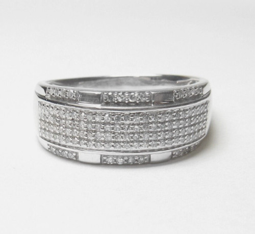 10k white gold natural .60ct VS1 G diamond mens wedding band ring 6.9g estate 10
