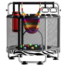 ZCMHAXJ 55" Trampoline for Kids with Enclosure, 440lbs Capacity Indoor Zebra