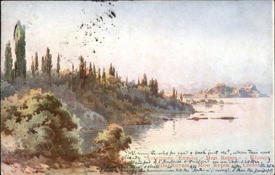 Corfou  Corfu Greece Villa Royale Beautiful Coastal Scene Vintage Postcard