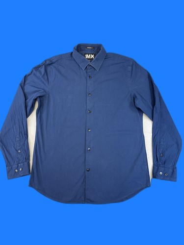 EXPRESS Modern Fit Button Up Shirt Mens L Blue Cotton Collared Long Sleeve Dress