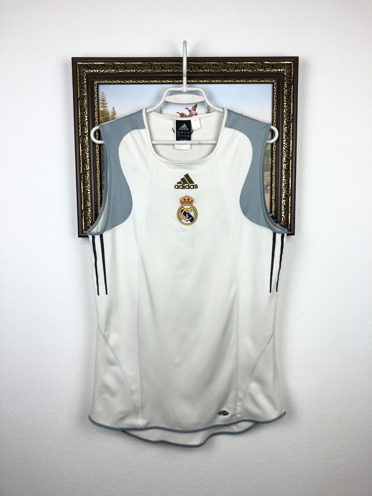 Vintage Adidas Real Madrid Football Shirt Train Vest Soccer Jersey Mens Size S
