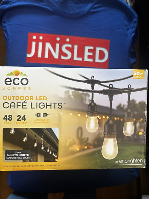 EcoScapes Outdoor LED Cafe Lights (24 bulbs, 48 ft.), String Eco Lights ...