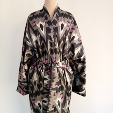 Uzbek cotton ikat long kaftan.Uzbek chapan. Ikat kimono
