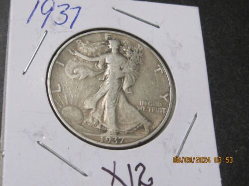 1937 90 % SILBER WALKING LIBERTY HALF DOLLAR USA #x 12