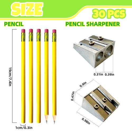 30 Pcs Jumbo Pencils and 3 Pieces SharpenersWooden Big Pencil Fat Pencils wit... - Picture 2 of 7