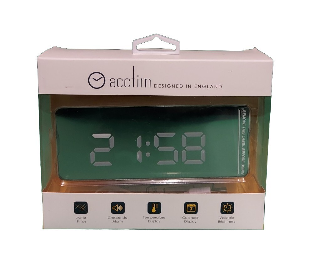 Acctim Medina Digital Alarm Clock Crescendo Alarm Temperature LED