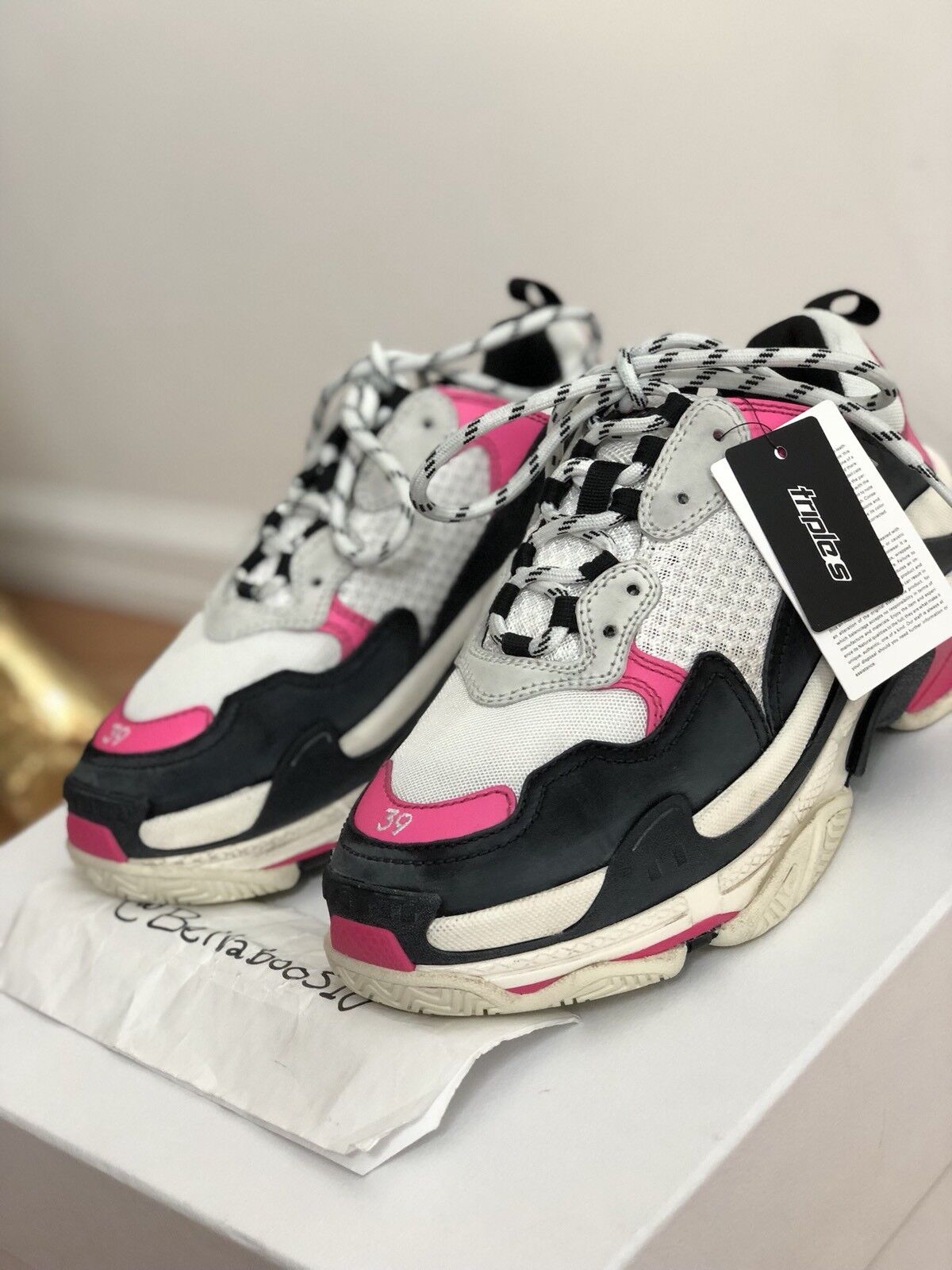 pink and black triple s