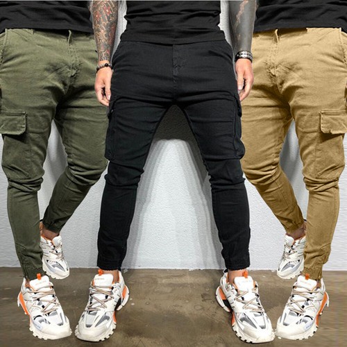 Mens Summer Casual Cargo Slim-Fit 