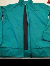 Under Armour Womens Fitted Zipper Jacket Green Black Mesh Lining Small 100 poly