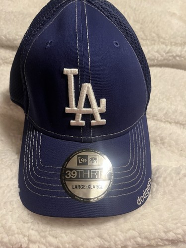 Dodgers Los Angeles Baseball MLB New Era 39THIRTY Flex Mesh Blue Cap Hat L/XL