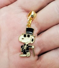 SNOOPY CHARM TUXEDO TOP HAT SLIDER PENDANT EUROPEAN BRACELET NECKLACE JEWELRY