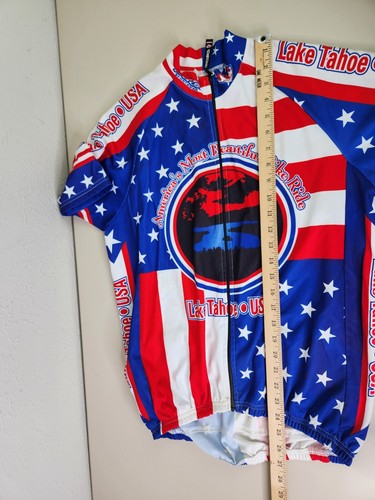 Men Pace Lake Tahoe USA Bike Cycling Jersey Sz Med Zip América Beautiful Ride - Picture 3 of 13