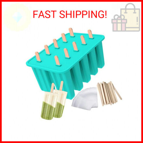 Ozera Popsicles Molds, 10-Cavity Popsicle Maker Molds Silicone Popsicle Molds, H
