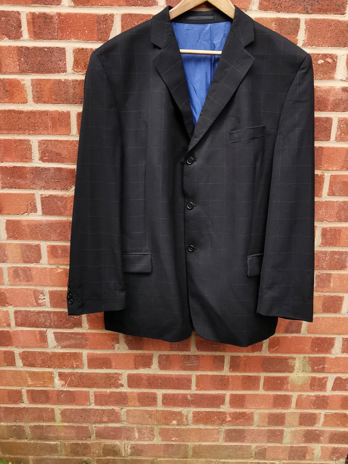 Daniel Hechter Black Checked 100% Wool Jacket 48 inch Chest