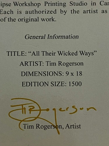 Disney Fine Art/ All Their Wicked Ways/ Certificate on Back/ Tim Rogerson Signed - Picture 12 of 12