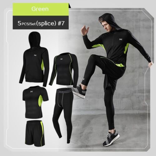 5 Pcs/Set Men's Tracksuit Gym Fitness Compression Sports Running Jogging Wear - Picture 17 of 20