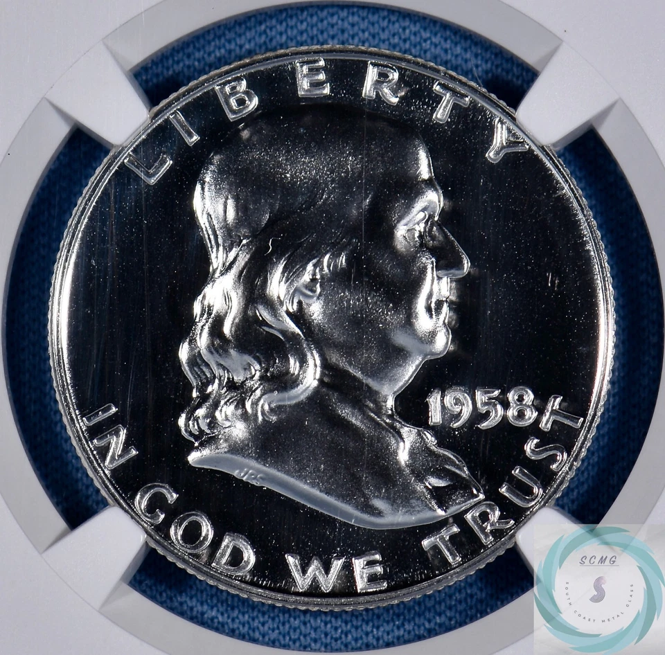 Полдоллара с изображением Франклина 1958 NGC PF 69 — ярко-белые почти идеальные!!! - Изображение 4 из 4