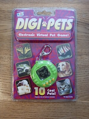Digi Pets Electronic Virtual Pet Game Green New old stock 2005
