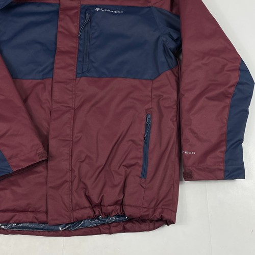 Columbia Jacket Mens Medium Red Omni Tech Omni Heat Puffer Hooded Hiking Skiing - Picture 4 of 13