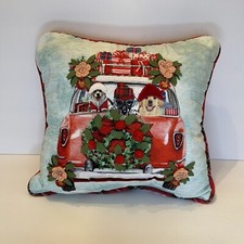 Christmas Collection Throw Pillow Santa Dogs Decor Wreath Dog Lovers Plaid Gifts