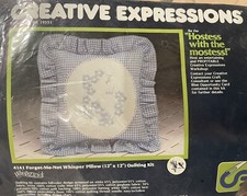 1984 Creative Expressions Forget Me Not Whisper Embroidery Pillow Quilting Kit