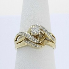 2Ct Round Cut Lab-Created Diamond Bridal Set Wedding Ring 14K Yellow Gold Plated