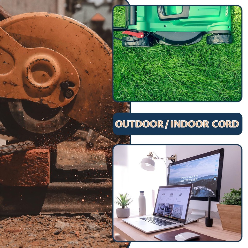 100 Ft Outdoor Extension Cord 12/3 SJTW Heavy Duty Black Extension