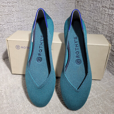 Rothy's The Flat Women's Size 8 Green Spruce Python Round Toe Ballet Flat Shoes