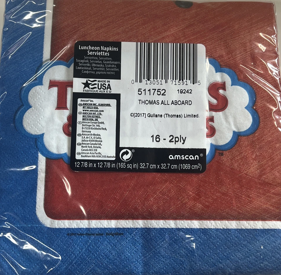 THOMAS THE TANK Luncheon NAPKINS (16) ~ Birthday Party Supplies 2-ply - Image 2 of 2