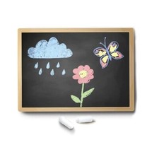 Lavagna in Ardesia nera Cornice in Legno 35x25 cm- 6 gessetti con cancellino