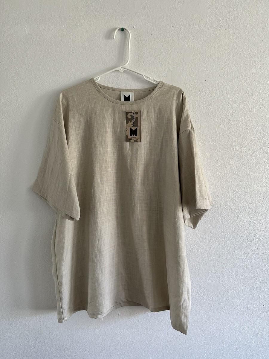 Armani 100% Linen shirt Blouse GroundWhite Shorts Sleeves