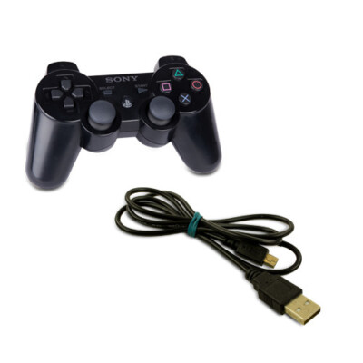 original Sony PS3 Wireless Dualshock Controller in schwarz + USB Ladekabel