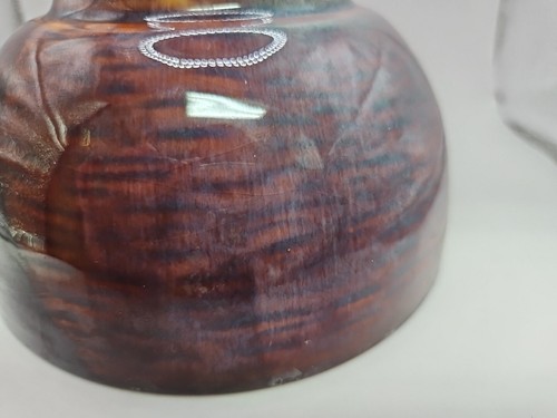 6" Wide Handmade Brown White Blue Glazed Art Pottery Cereal Bowl - Picture 3 of 7
