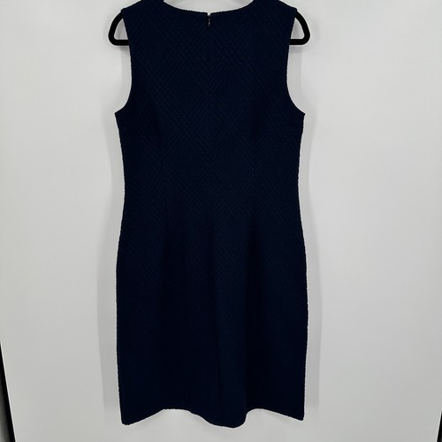 J. Mclaughlin Shift Dress Women's XL Blue Knitted Back Zip Sleeveless Round Neck - Afbeelding 7 van 12