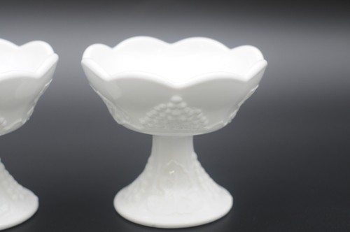 Two Indiana Colony Milk Glass White Harvest Grape Pedestal Candle Holders - Picture 3 of 10