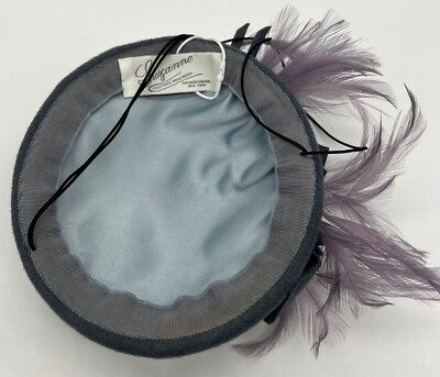 Suzanne couture Millinery blue/gray felt fascinator leaf  display picture 2