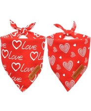 Love Dog Bandanas 2 Pk Reversible Valentine Day Red White Love Pet Scarf Large