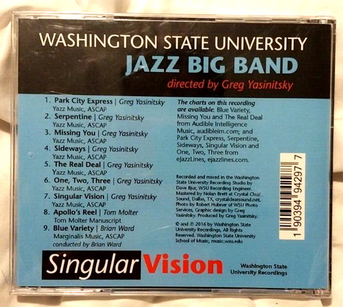 Washington State University - JAZZ BIG BAND - Singular Vision (2016, CD) New! - Picture 2 of 3