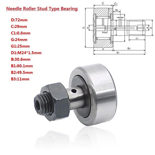 10-85mm Cam Follower Needle Roller Stud Type Track Bearing Bolt Kit KR10-KR85 - Picture 19 of 21