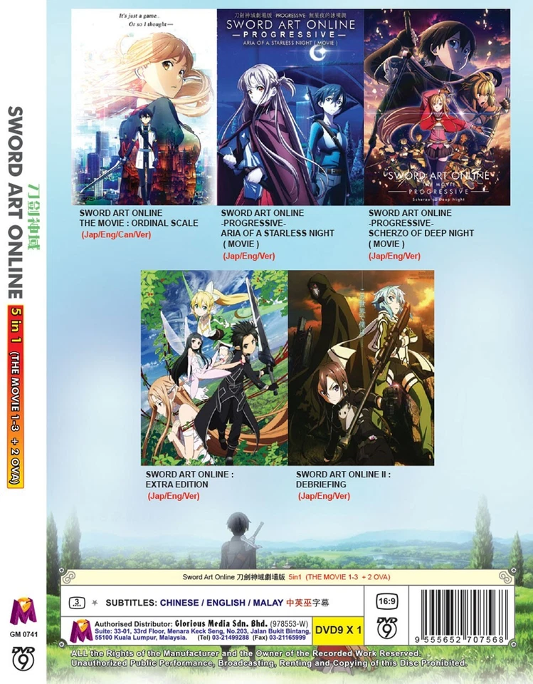 ANIME DVD SWORD ART ONLINE LA PELÍCULA 1-3 + 2 ÓVULOS DOBLADO EN INGLÉS + ENVÍO GRATUITO Foto 2 de 4