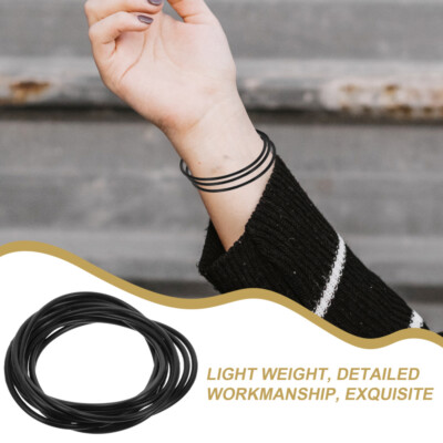 10 Bracelets élastiques En Silicone Noir - Années 80, Style Rétro - Pour Fêtes, Festivals, Cadeaux