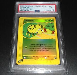 PSA-9-MINT-Spinarak-111-147-Aquapolis-Set-REVERSE-HOLO-Pokemon-Card
