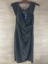 Chaps Ralph Lauren Dress Size 12 Black Sparkle Sleeveless $130