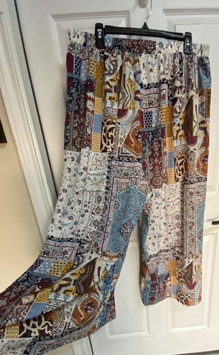 Shein Curve 3XL Multicolor Polyester Straight Leg Pull On Palazzo Pant