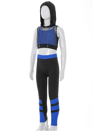 Girls Hip Hop Dance Outfit 3 Piece Hooded Crop Tops Athletic Pants Jogger Set - Picture 57 of 69