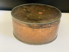 Antique Copper & Tin Jewelry Keepsake Box Oval Hinged Vanity Storage Netherlands