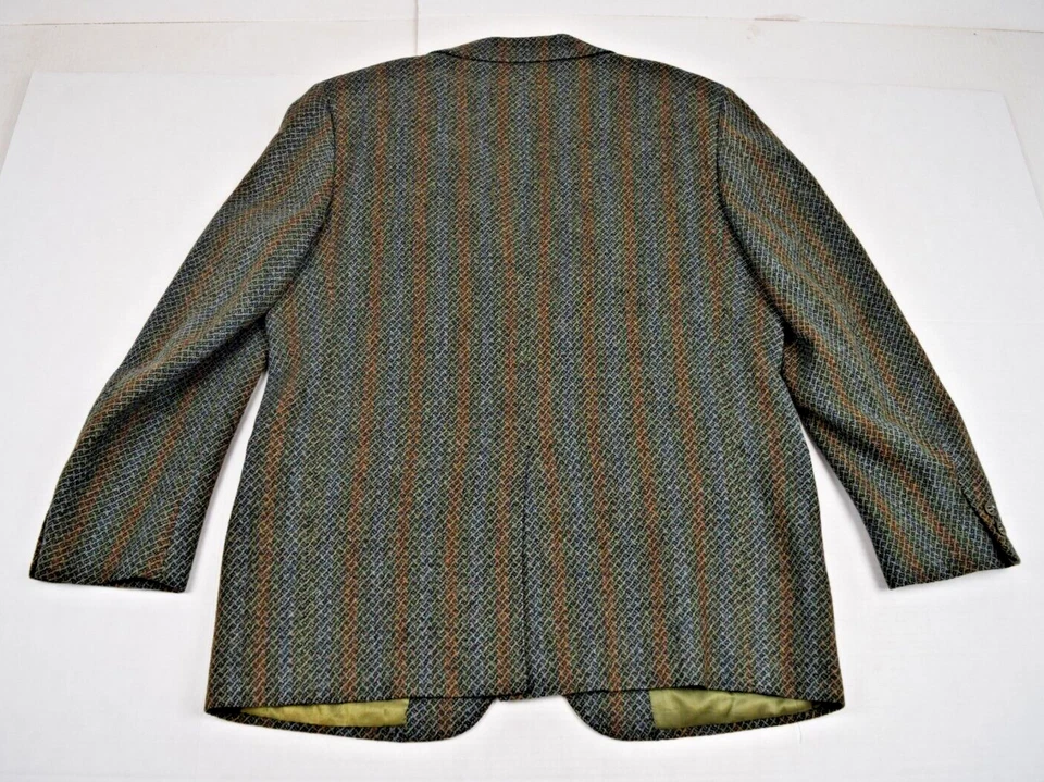 Blazer Abrigo Deportivo Vintage Tweed Talla 40-42 Años 70 A Medida Verde Azul Naranja Tejido Foto 2 de 4