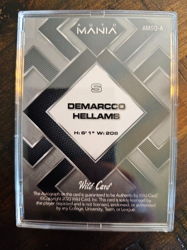 2023 Wild Card Automania DeMarcco Hellams Square Gold #AMSQ-A 1/4 (RC) (AU) - Picture 2 of 2