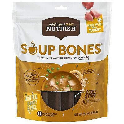 Rachael Ray Nutrish Soup Bones Real Turkey,Rice Chewy Dog Treats,23.1oz/11ct